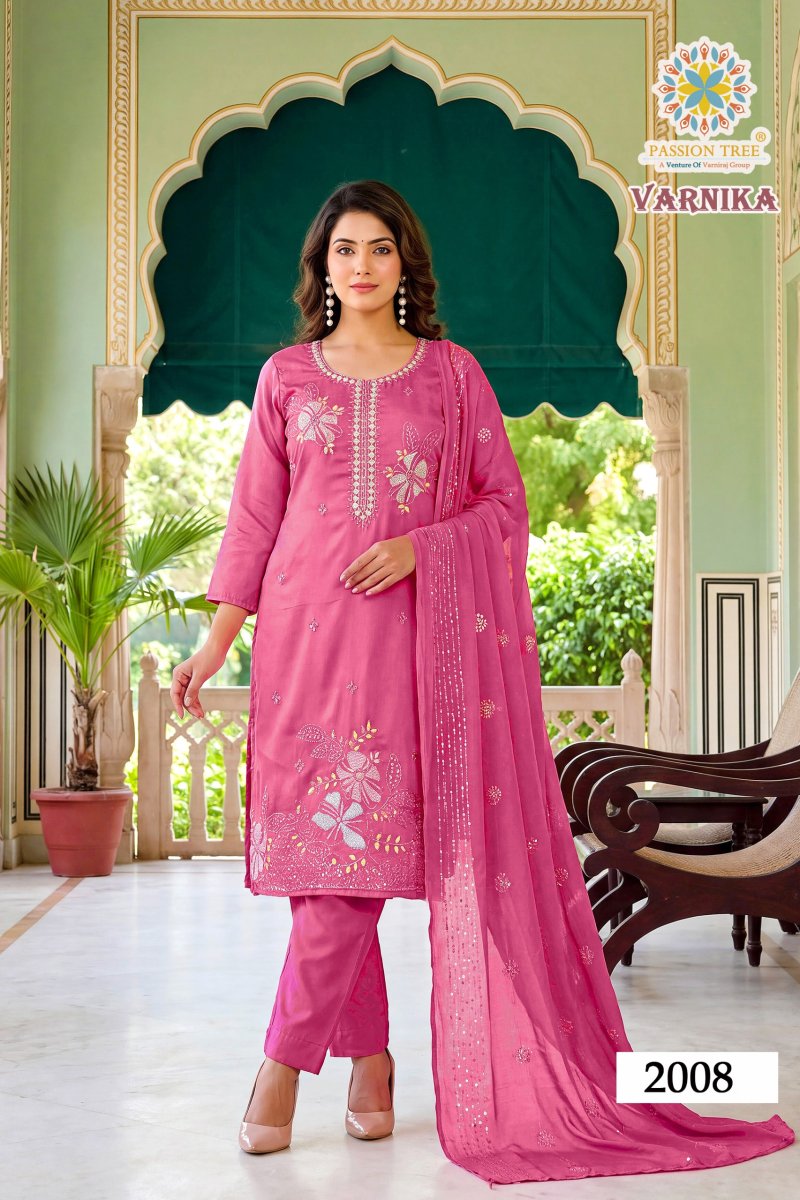 Varnika Vol 2 By Passion Tree Roman Silk Kurti With Bottom Dupatta
